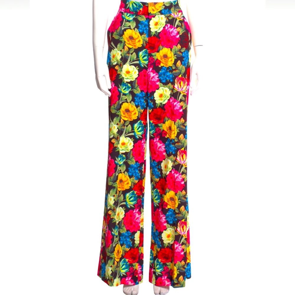 Alice and Olivia Dylan Just Bloom High Waist Wide Leg Pants Floral